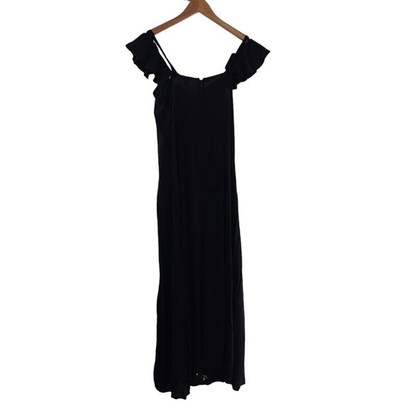 Women’s Black Embroidered Dress Small Maxi Long on or Off Shoulder Sleeve NWT - Picture 2 of 8